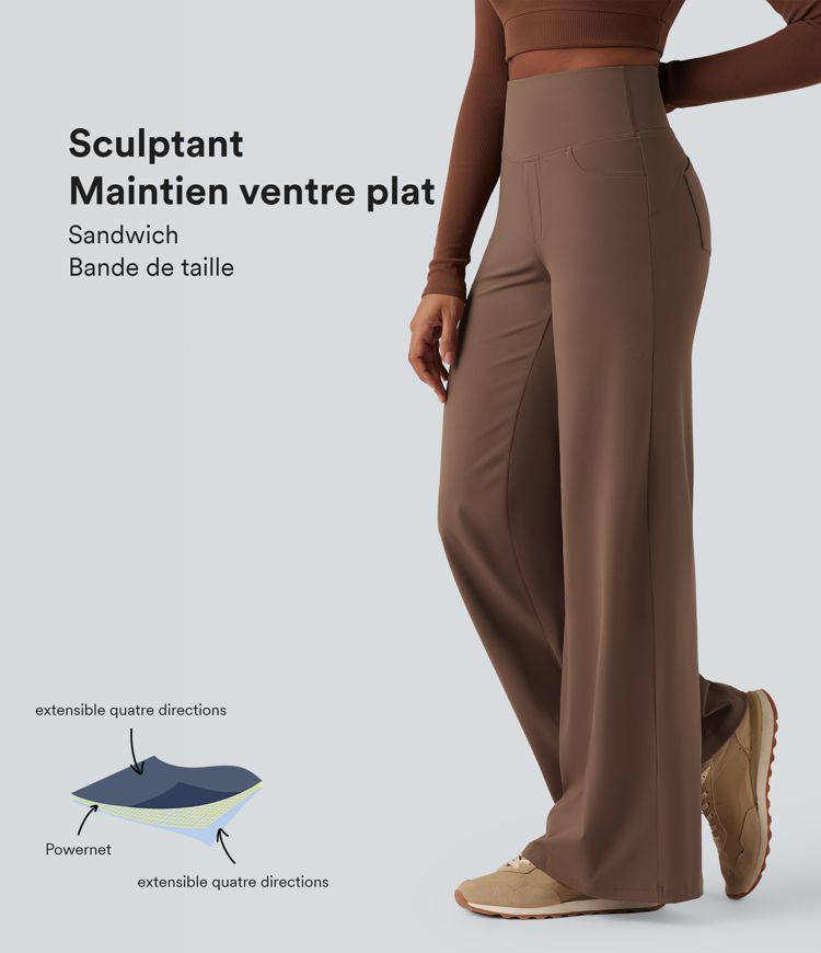 Pantalon yoga large gainant taille haute DayStretch avec poches